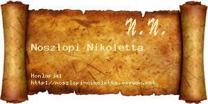 Noszlopi Nikoletta névjegykártya